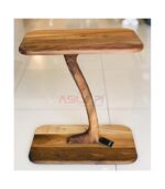 Ceviz Doğal Ahşap Dikdörtgen Koltuk Yan Sehpa - Görsel 2