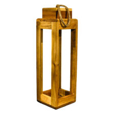 Halat Detaylı Dörtgen Otantik Doğal Ahşap Fener