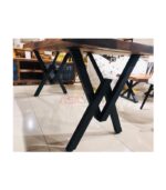 Siyah Metal Renault Ayaklı Ceviz Doğal Ahşap Yemek Mutfak Masası - Görsel 2