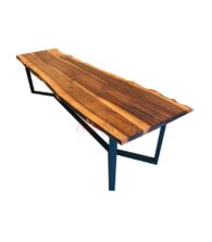 Siyah Metal Elegans Ayaklı 2 m Ceviz Doğal Ahşap Masa