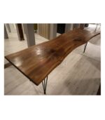 Siyah Metal Bingolu Firkete Ayaklı 2 m Ceviz Masa - Görsel 5