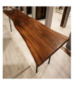 Siyah Metal Bingolu Firkete Ayaklı 2 m Ceviz Masa - Görsel 4