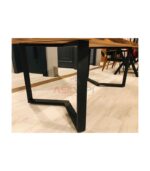 Siyah Metal Elegans Ayaklı Ceviz Doğal Ahşap Yemek Masası - Görsel 2