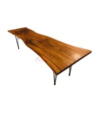 Siyah Metal Bingolu Firkete Ayaklı 2 m Ceviz Masa