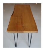 Siyah Metal Düz Firkete Ayaklı Doğal Kestane Yemek Masası - Görsel 3