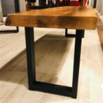 Siyah Metal Profil Ayaklı Ceviz Doğal Ahşap Bench