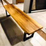 Siyah Metal Profil Ayaklı Ceviz Doğal Ahşap Bench