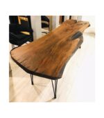 Siyah Metal Bingolu Firkete Ayaklı Ceviz Kütük Masa - Görsel 2