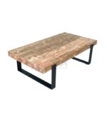 Siyah Metal Profilli Ladin Doğal Ahşap Orta Sehpa