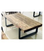 Siyah Metal Profilli Ladin Doğal Ahşap Orta Sehpa - Görsel 2