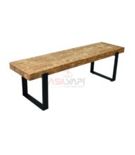 Siyah Metal U Ayaklı Ladin Doğal Ahşap TV Ünitesi