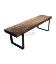 Siyah Metal U Ayaklı Koyu Ladin Doğal Ahşap TV Ünitesi