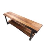 Siyah Metal Profilli Rustik Stil Doğal Ahşap Ceviz TV Ünitesi