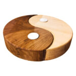 Ceviz Doğal Ahşap Yin Yang Mumluk