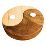 Ceviz Doğal Ahşap Yin Yang Mumluk