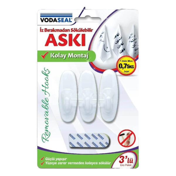 Vodaseal İz Bırakmaz Üçlü Oval Askı