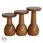 Lidya 1008 Doğal Ahşap Mantar Sehpa Takımı