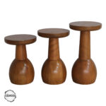 Lidya 1008 Doğal Ahşap Mantar Sehpa Takımı