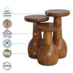 Lidya 1008 Doğal Ahşap Mantar Sehpa Takımı