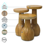 Lidya 3000 Doğal Ahşap Mantar Sehpa Takımı