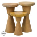 Milet 3000 Doğal Ahşap Mantar Sehpa Takımı