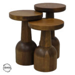 Patara 1002 Doğal Ahşap Mantar Sehpa Takımı