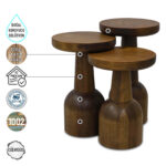 Patara 1002 Doğal Ahşap Mantar Sehpa Takımı