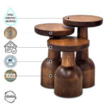 Patara 1008 Doğal Ahşap Mantar Sehpa Takımı