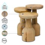 Patara 3000 Doğal Ahşap Mantar Sehpa Takımı