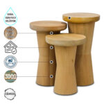 Perge 3000 Doğal Ahşap Mantar Sehpa Takımı