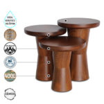 Perge 4000 Doğal Ahşap Mantar Sehpa Takımı