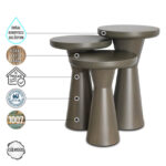 Priene 1005 Doğal Ahşap Mantar Sehpa Takımı