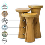 Priene 3000 Doğal Ahşap Mantar Sehpa Takımı