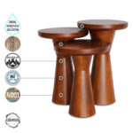 Priene 4001 Doğal Ahşap Mantar Sehpa Takımı