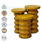 Zeugma 1006 Doğal Ahşap Mantar Sehpa Takımı