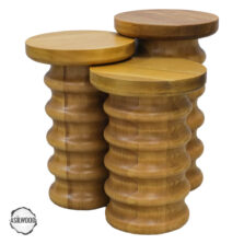 Zeugma 1009 Doğal Ahşap Mantar Sehpa Takımı