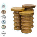 Zeugma 1009 Doğal Ahşap Mantar Sehpa Takımı