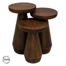 Alinda 40001 Doğal Ahşap Üçlü Mantar Sehpa Takımı