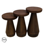 Alinda 40001 Doğal Ahşap Üçlü Mantar Sehpa Takımı