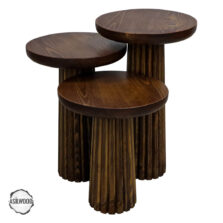 Assos 1002 Çizgili Çam Gövde Dokulu Yüzey Mantar Sehpa Takımı