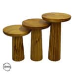 Assos 1008 Çizgili Çam Gövde Dokulu Yüzey Mantar Sehpa Takımı