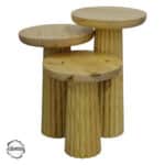 Assos 2000 Çizgili Çam Gövde Dokulu Yüzey Mantar Sehpa Takımı