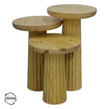 Assos 2000 Çizgili Çam Gövde Dokulu Yüzey Mantar Sehpa Takımı