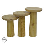 Assos 2000 Çizgili Çam Gövde Dokulu Yüzey Mantar Sehpa Takımı